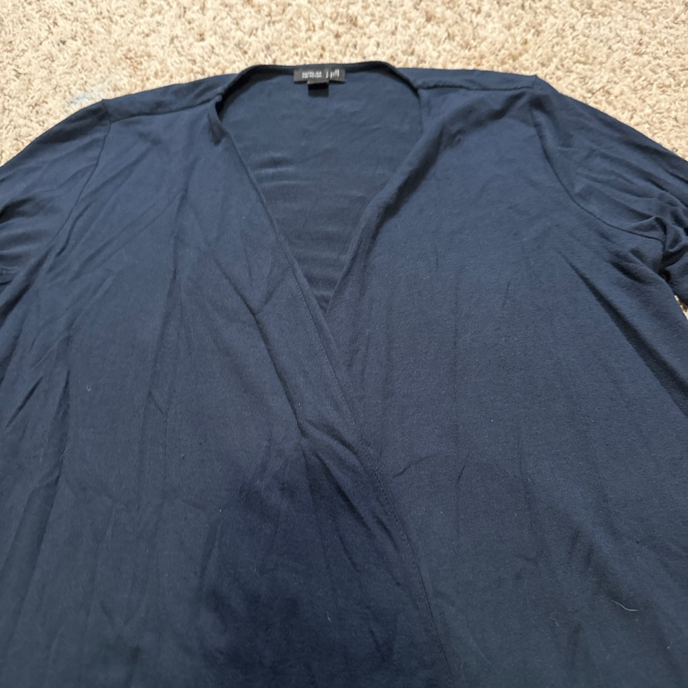 Women's J.Jill Navy Long Sleeve Wrap Tee XSP - Picture 2 of 8
